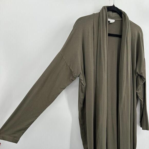 SERAPHINE Maternity Olive Green Long Line Open Cardigan Sweater Size Small - Picture 4 of 6